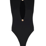 Monica Button-Detail Cut-Out Bodysuit
