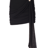 Bardot Button-Detail Tulle-Lined Mini Skirt