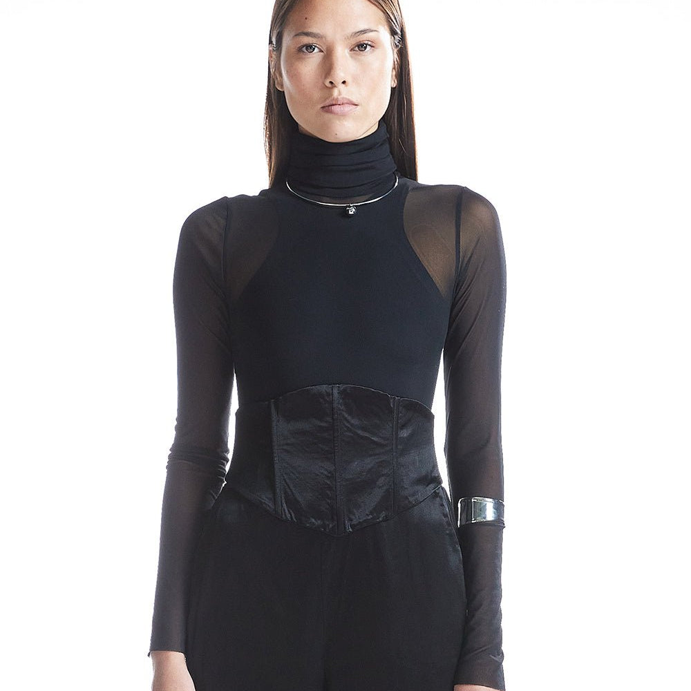 Arkadan Bağcıklı Saten Korse - No Design Store