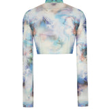 Balıkçı Yaka Baskılı Transparan Crop Top - No Design Store