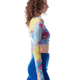 Balıkçı Yaka Baskılı Transparan Crop Top - No Design Store