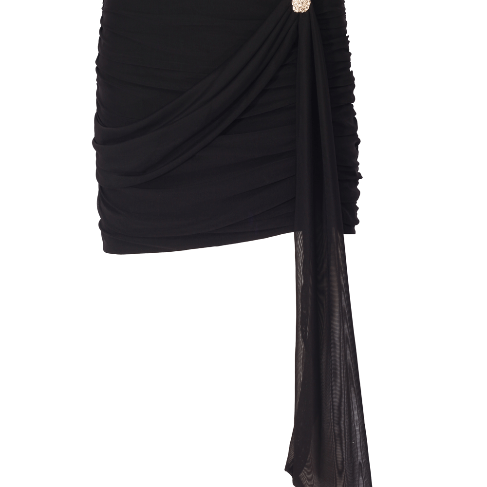 Bardot Düğme Detaylı Tül Astarlı Mini Etek - No Design Store