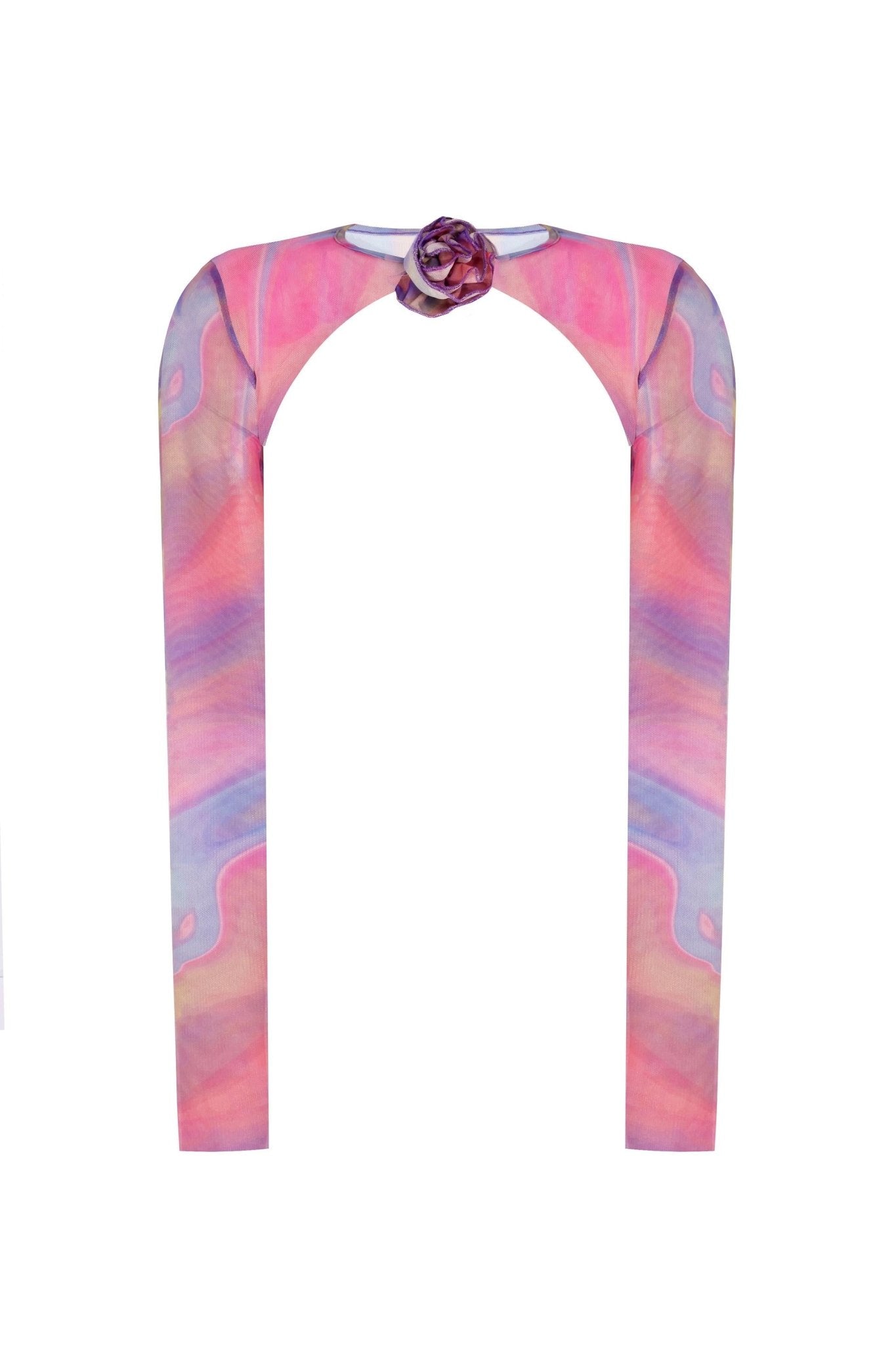 Baskılı Gül Detaylı Transparan Bolero - No Design Store