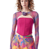 Baskılı Gül Detaylı Transparan Bolero - No Design Store