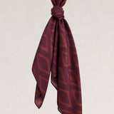 Bordo Zemin Kahverengi Geometrik Desenli Fular Bandana - No Design Store