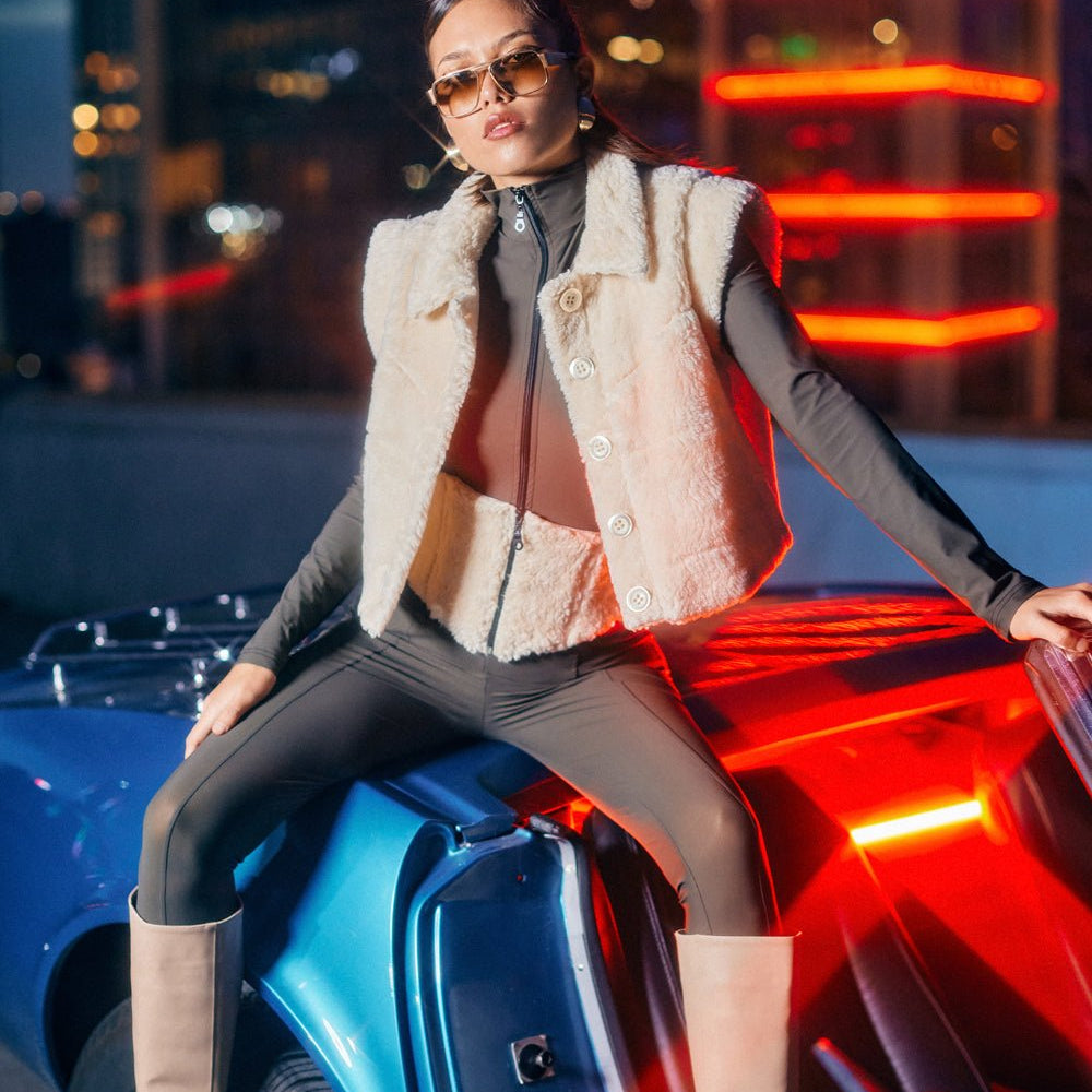 Düğmeli Oversize Crop Yelek - No Design Store