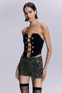 Elizabeth Düğme Detaylı Arkadan Bağlamalı Korse - No Design Store