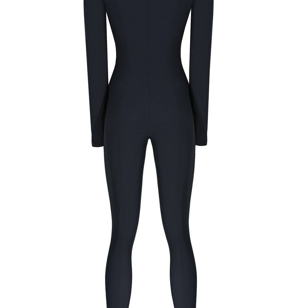 Fermuarlı Lastik Paça Detaylı Nervür Dikişli Tulum - No Design Store