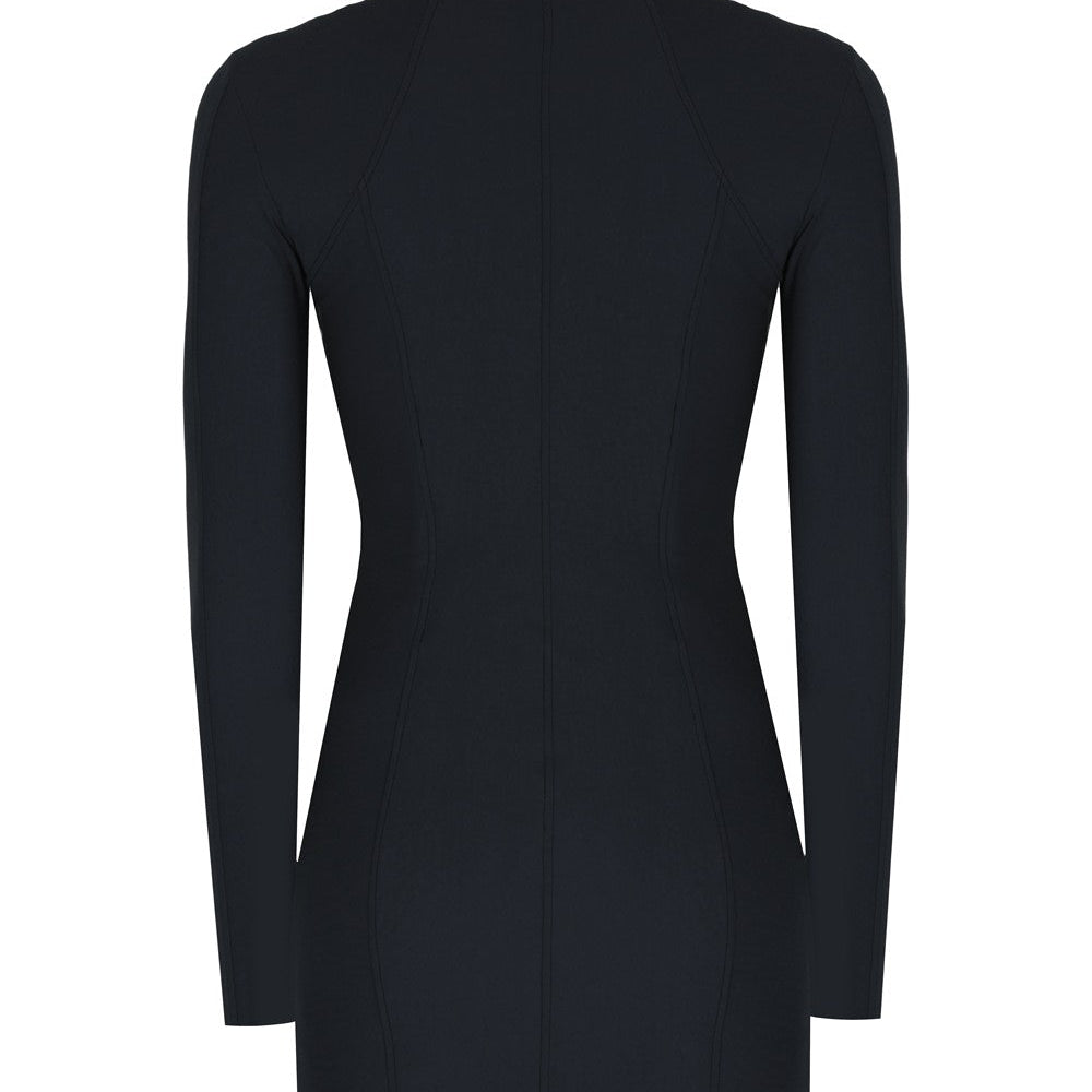 Fermuarlı Nervür Detaylı Mini Elbise - No Design Store