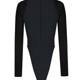 Göbek Dekolteli Kontrast Kumaş Detaylı Bodysuit - No Design Store
