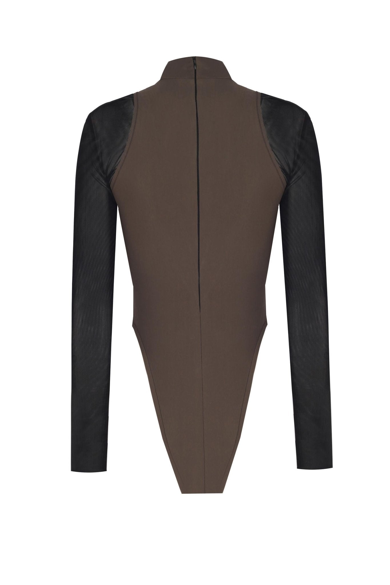 Göbek Dekolteli Kontrast Kumaş Detaylı Bodysuit - No Design Store