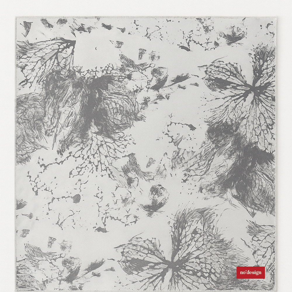 Gri Çiçek Desenli Fular Bandana - No Design Store