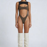 Kalın Askılı Pencereli Bodysuit - No Design Store