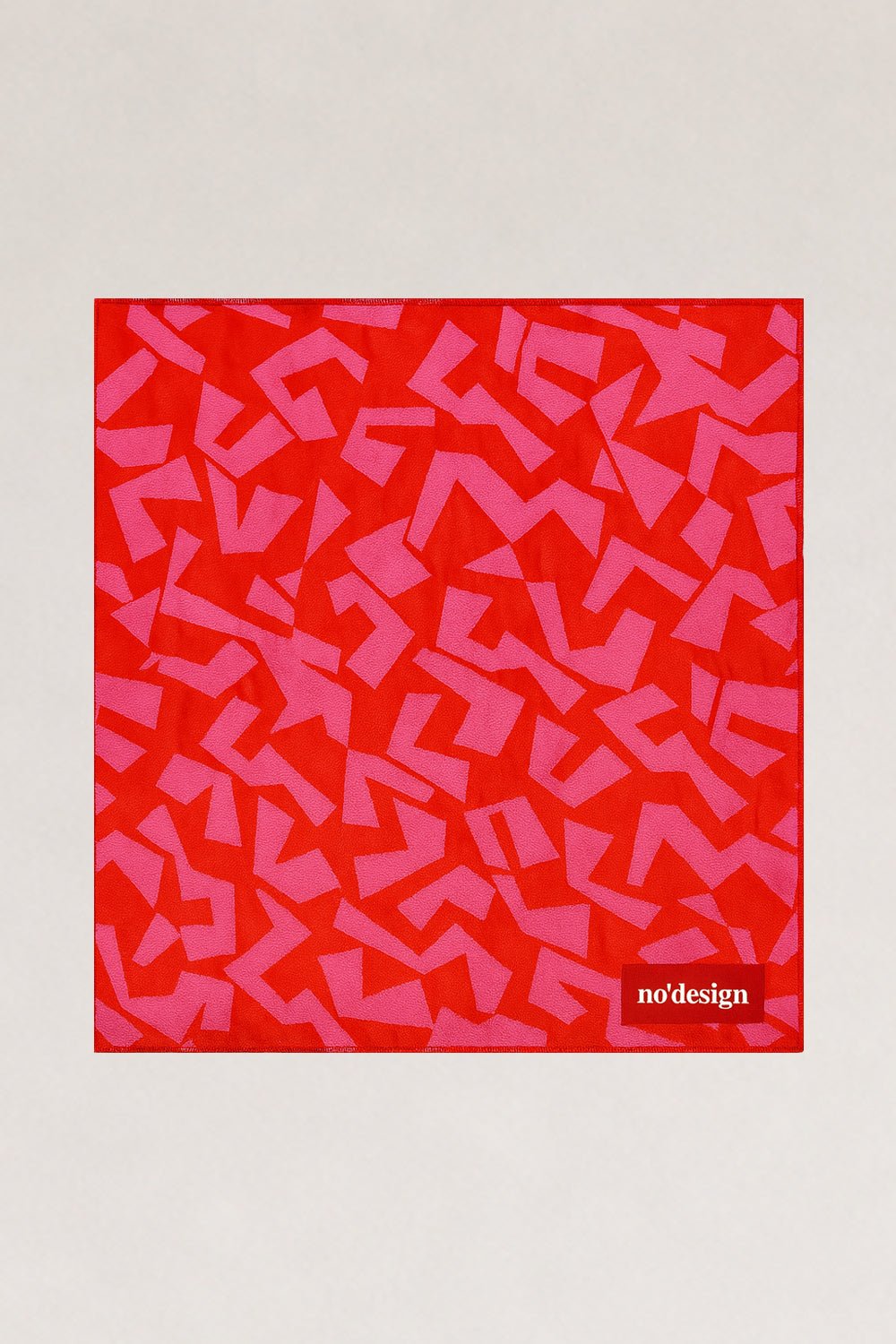 Kırmızı Zemin Pembe Geometrik Desenli Fular Bandana - No Design Store