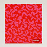 Kırmızı Zemin Pembe Geometrik Desenli Fular Bandana - No Design Store