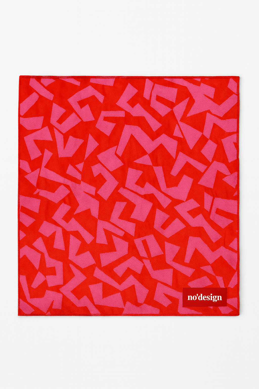 Kırmızı Zemin Pembe Geometrik Desenli Fular Bandana - No Design Store