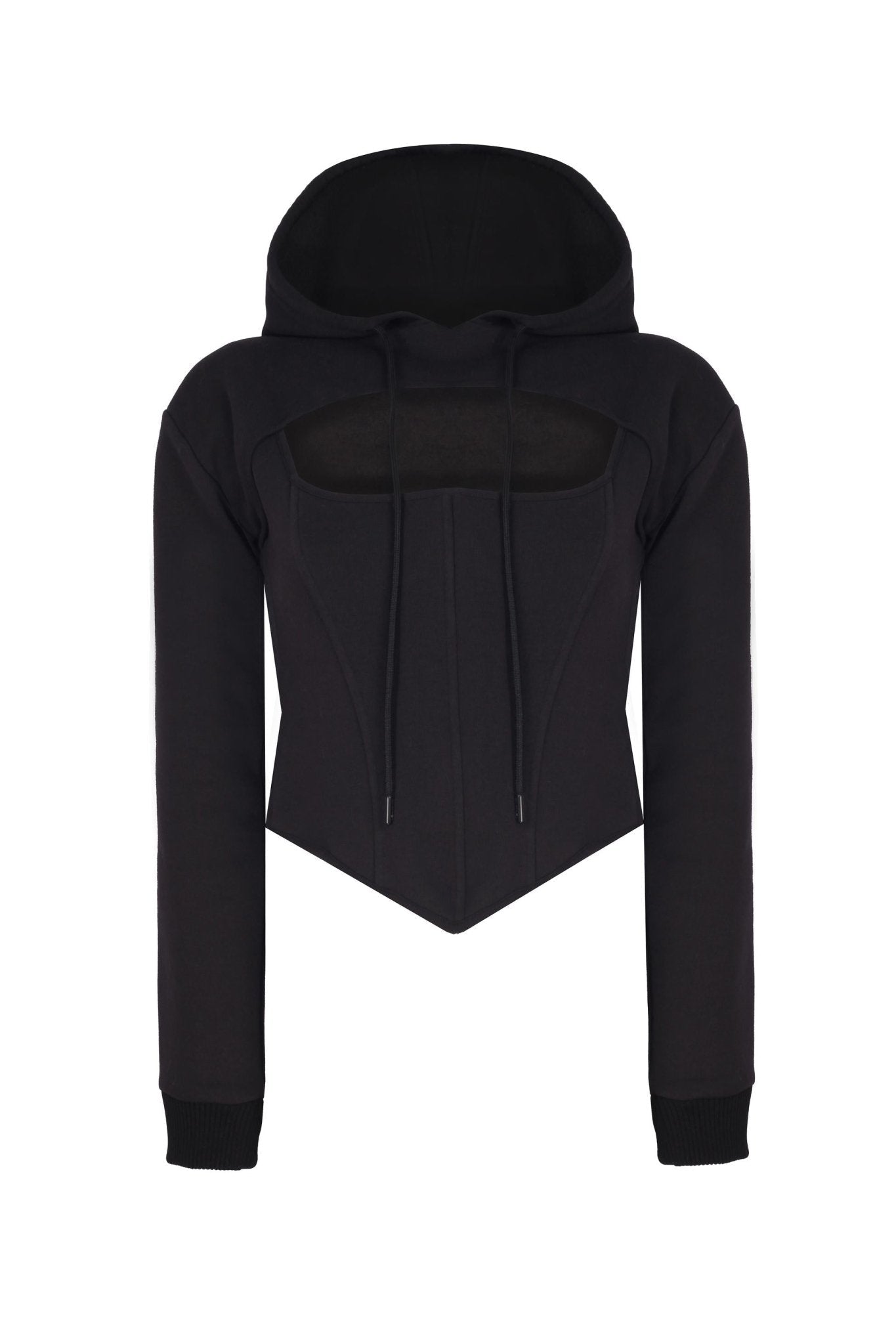 Korse Detaylı Fermuarlı Hoodie - No Design Store