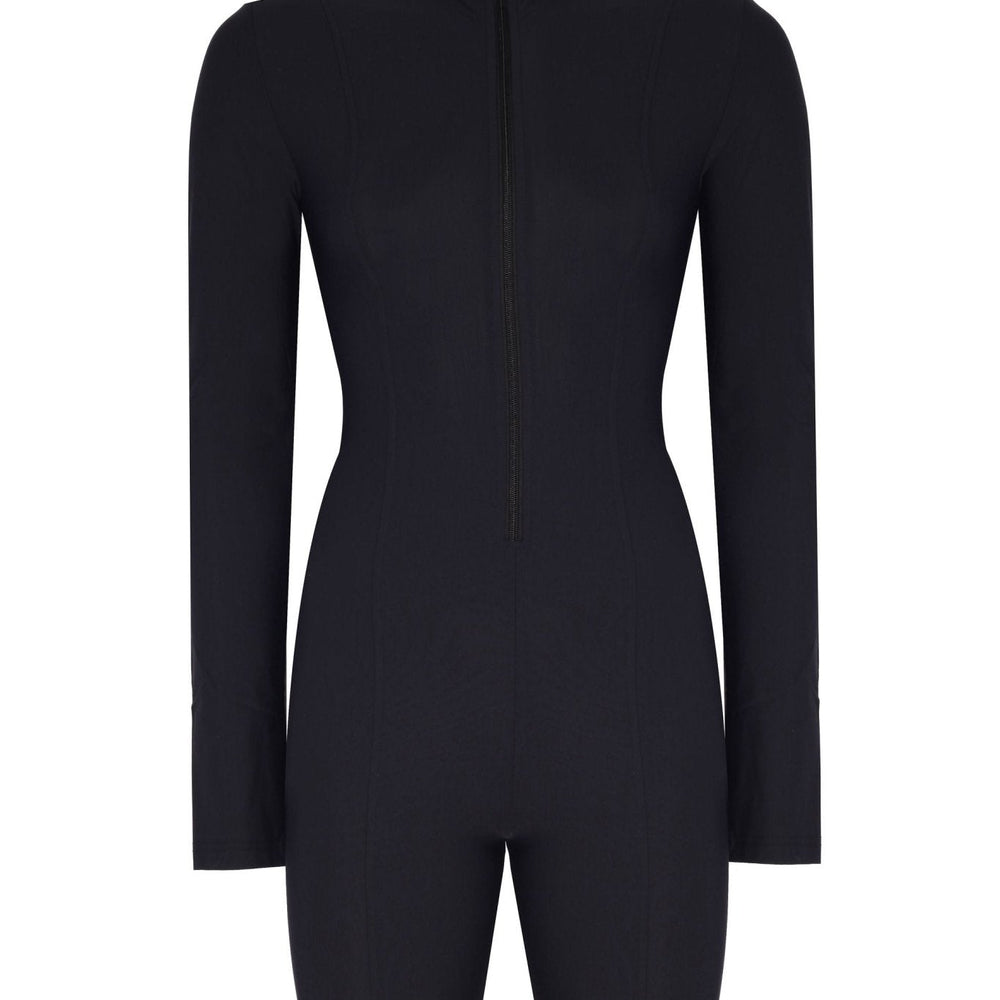 Nervür Detaylı Fermuarlı Kısa Tulum - No Design Store