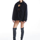 Oversize Düğmeli Teddy Kısa Kaban - No Design Store