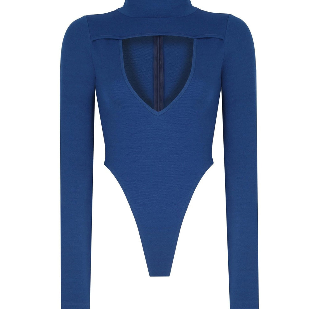 Pencere Dekolteli Fermuarlı Bodysuit - No Design Store