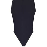 Pencere Detaylı Göbek Dekolteli Kontrast Kumaşlı Bodysuit - No Design Store