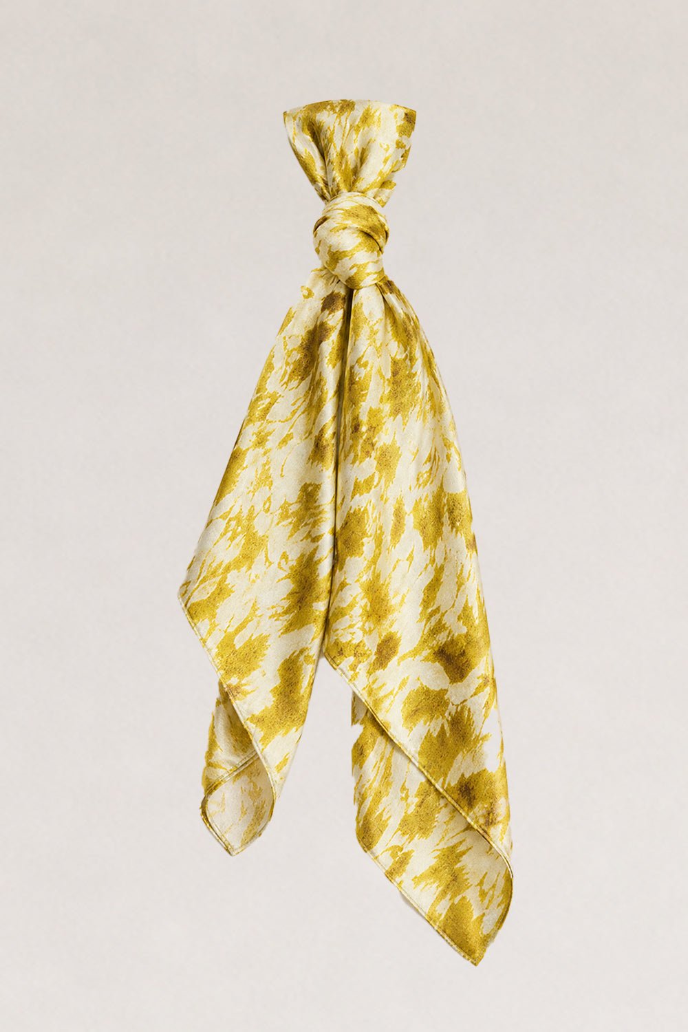 Sarı Desenli Saten Fular Bandana - No Design Store