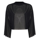 Transparan Balıkçı Yaka Oversize Crop Top - No Design Store