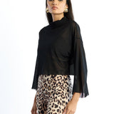 Transparan Balıkçı Yaka Oversize Crop Top - No Design Store