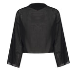 Transparan Balıkçı Yaka Oversize Crop Top - No Design Store