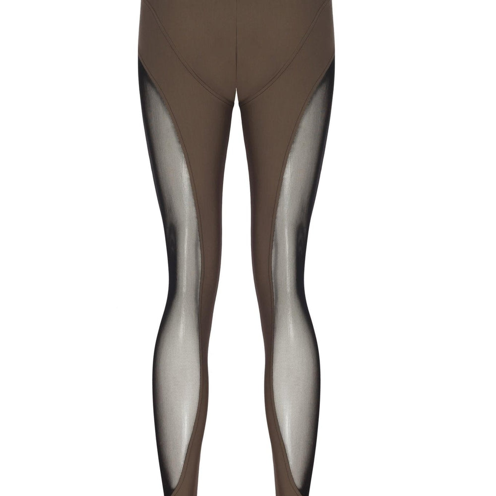 Transparan Detaylı Asimetrik Kesim Nervür Dilişli Lastik Paça Tayt - No Design Store