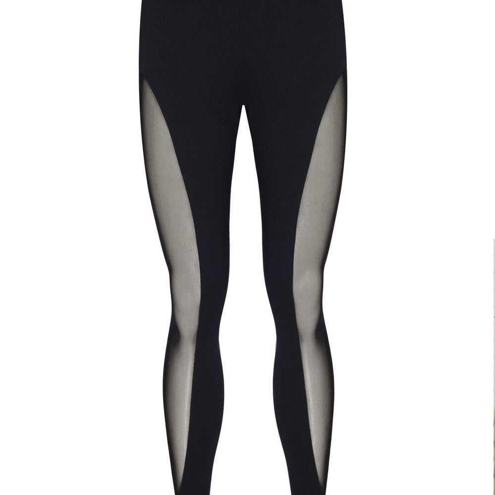 Transparan Detaylı Asimetrik Kesim Nervür Dilişli Lastik Paça Tayt - No Design Store