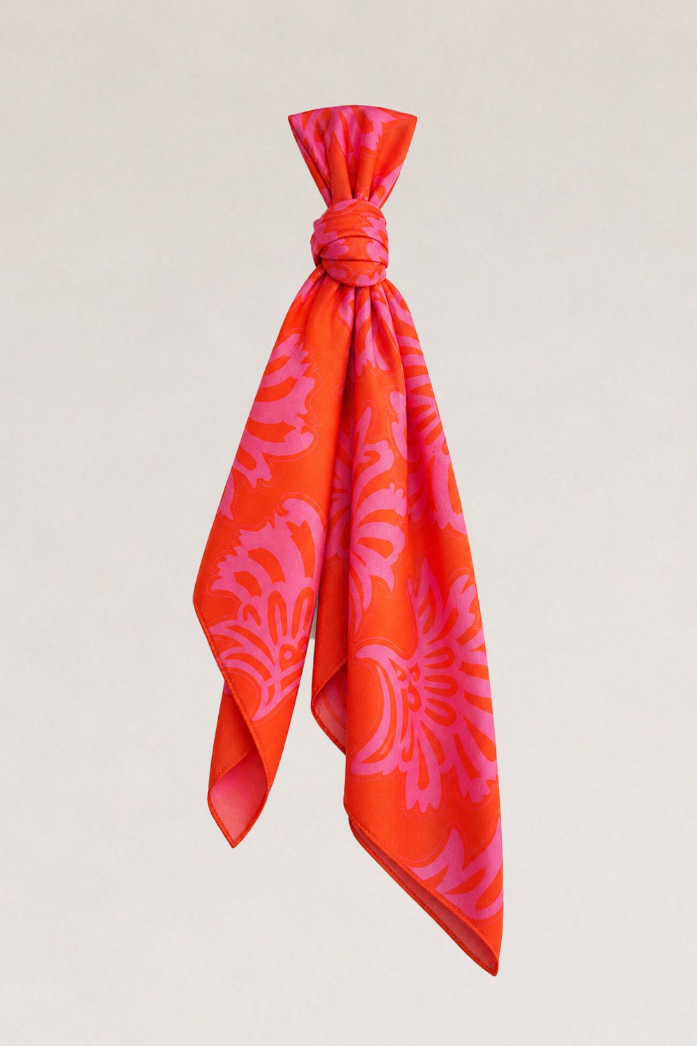 Turuncu Floral Desenli Fular Bandana - No Design Store