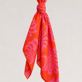 Turuncu Floral Desenli Fular Bandana - No Design Store