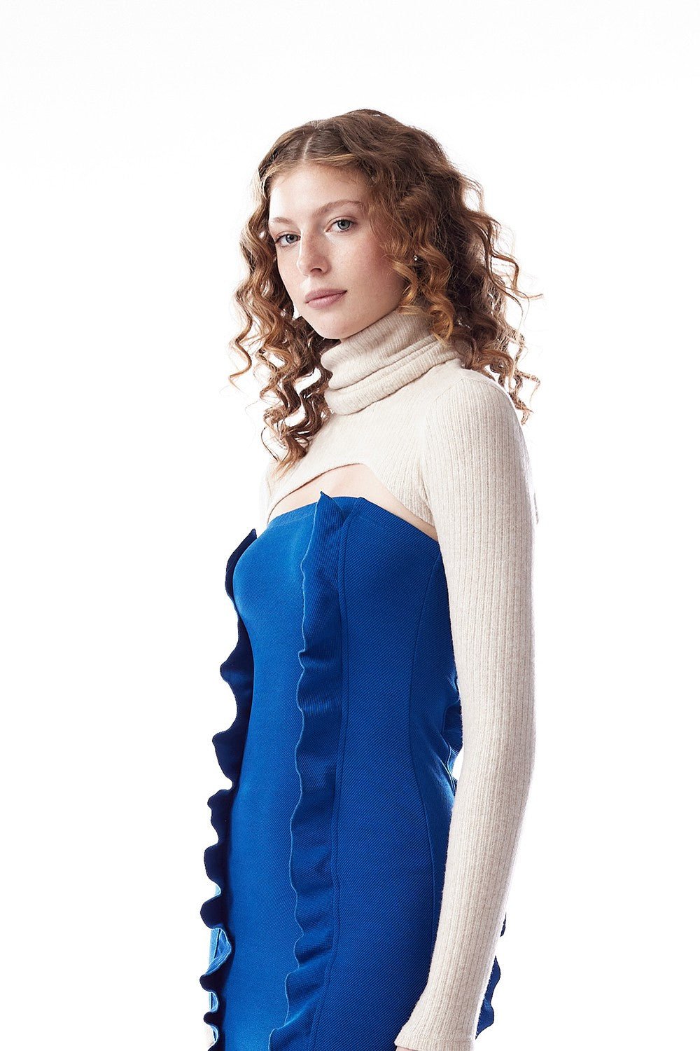 Uzun Balıkçı Yaka Triko Bolero - No Design Store