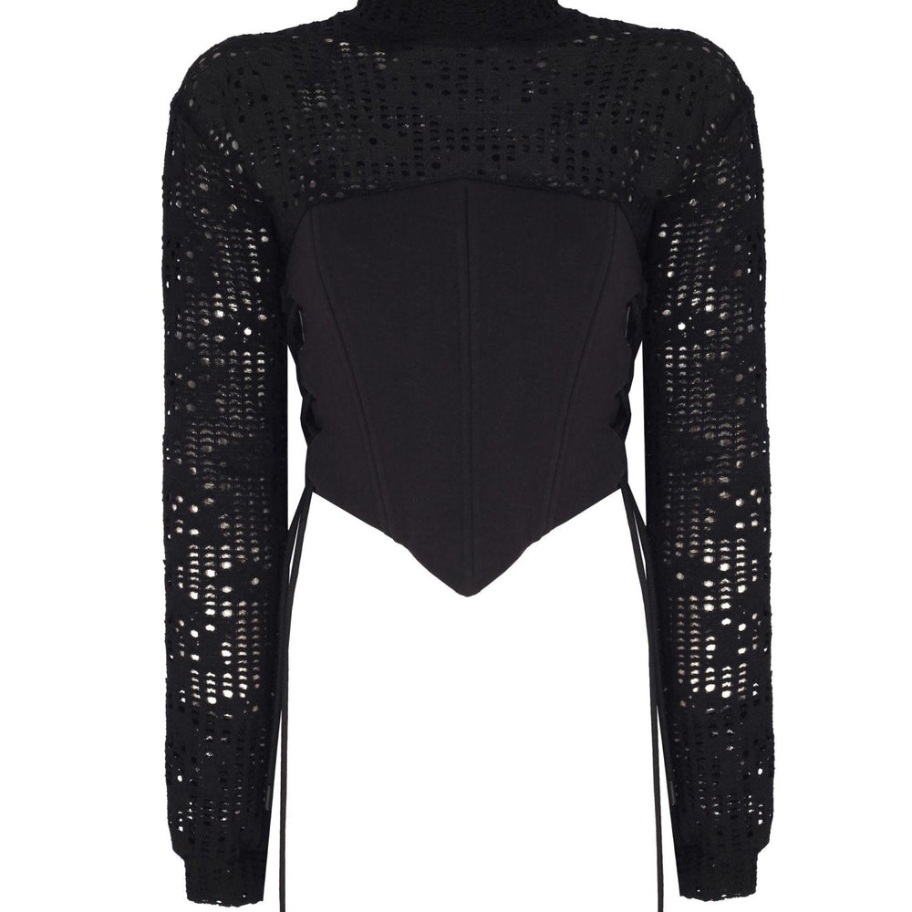 Yandan Bağcıklı Korse Detaylı Sweatshirt - No Design Store