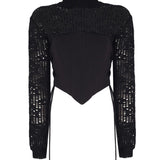 Yandan Bağcıklı Korse Detaylı Sweatshirt - No Design Store