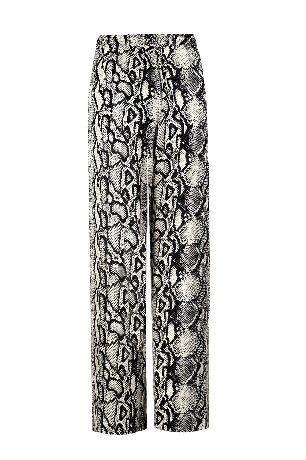 Yüksek Bel ve Beli Lastikli Bol Saten Pantolon - No Design Store