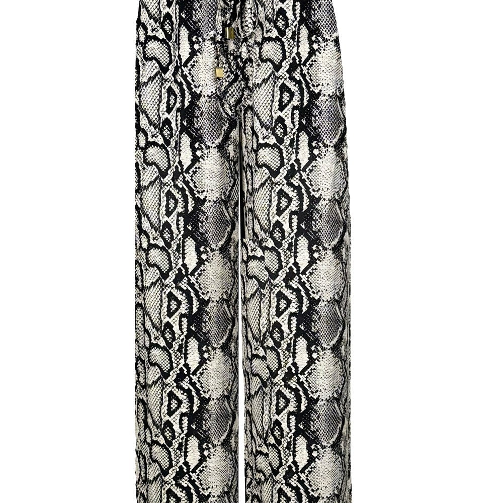 Yüksek Bel ve Beli Lastikli Bol Saten Pantolon - No Design Store