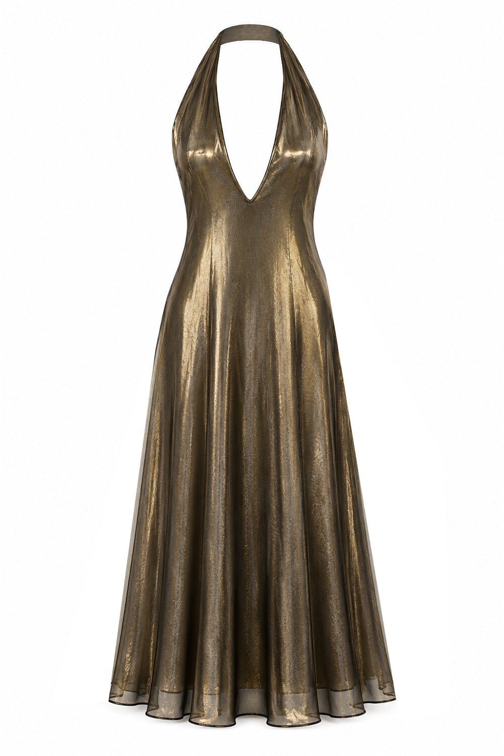 Zenya Derin V Yaka Uzun Elbise - No Design Store